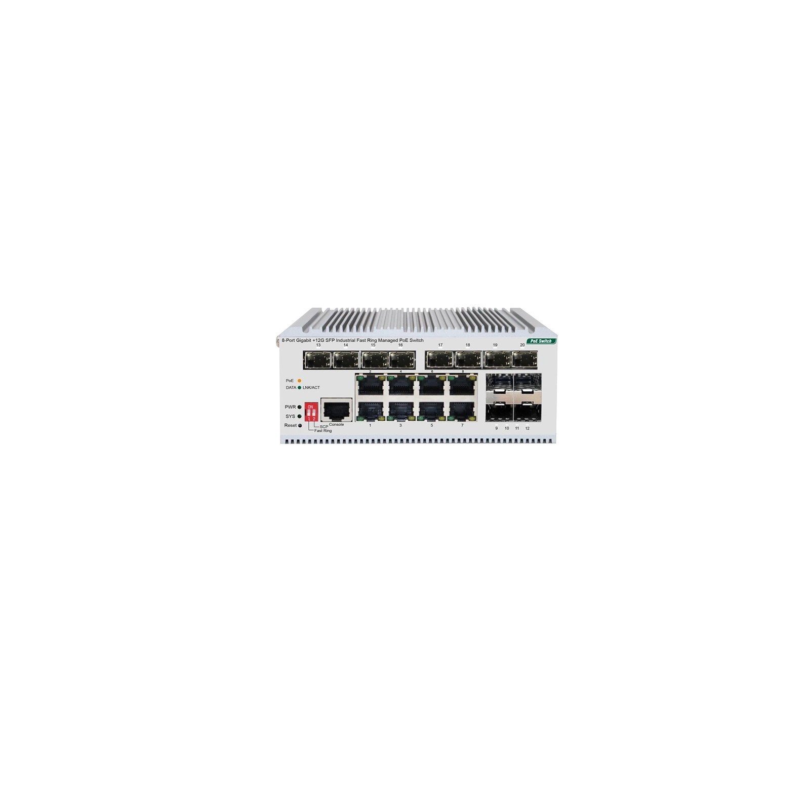 ORIGO OI3120P/185W/A1A Промышленный управляемый L2 PoE-коммутатор 8x1000Base-T PoE+, 12x1000Base-X SFP, PoE-бюджет 185 Вт