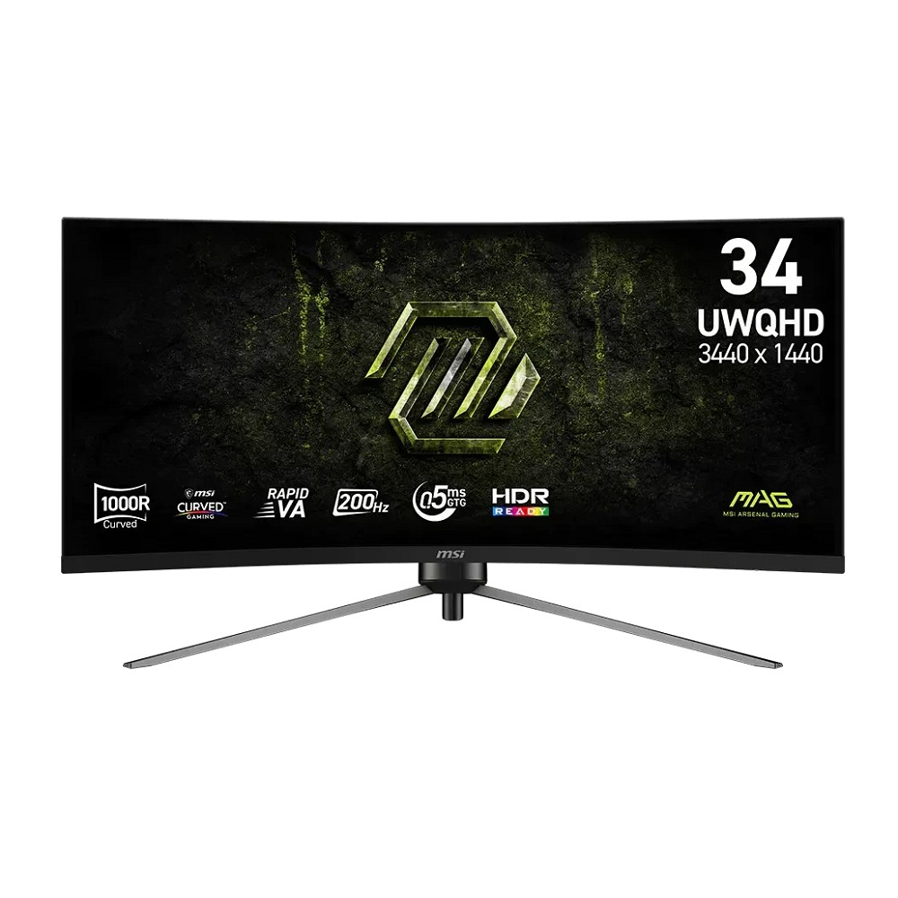MSI MAG 34" 345CQRF E20 Black {VA 3440x1440 Curved 1000R 200Hz 0.5ms 21:9 300cd 2xHDMI DisplayPort Tilt Swiv HAS Pivot External Vesa}