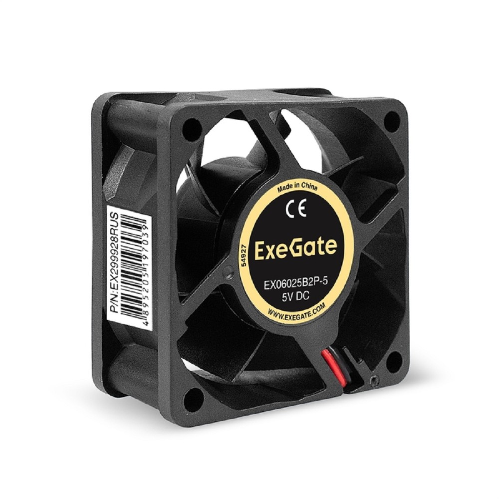 Exegate EX299928RUS Вентилятор 5В DC ExeGate (60x60x25 мм, 2-Ball (двойной шарикоподшипник), 2pin, 4000RPM, 27dBA)