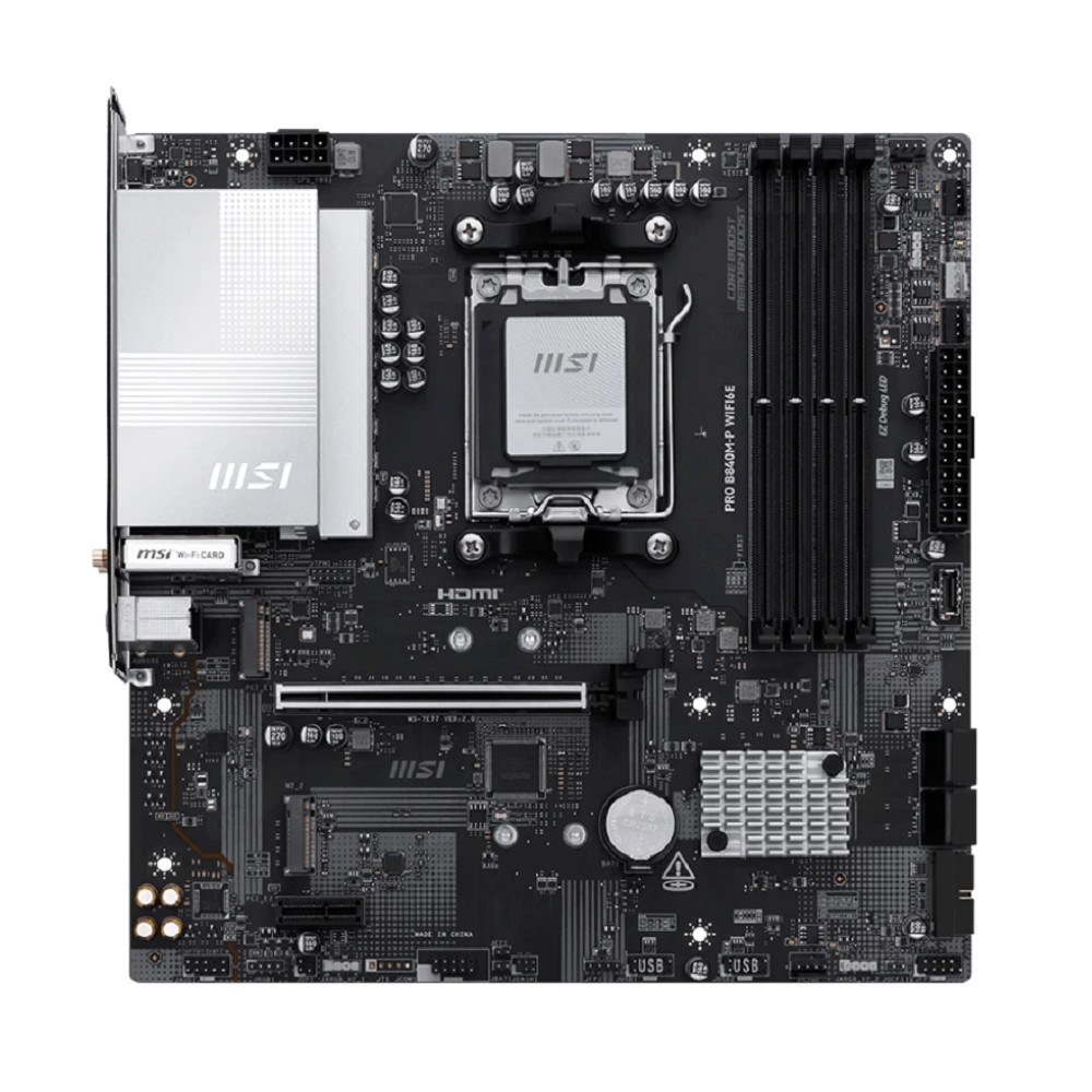 MSI PRO B840M-P WIFI6E {SocketAM5 AMD B840 4xDDR5 ATX AC`97 8ch(7.1) 2.5Gg RAID+HDMI}
