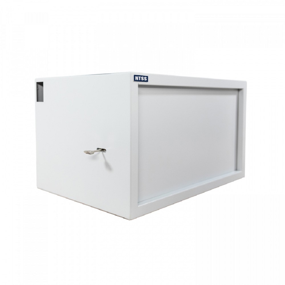 NTSS Шкаф настенный антивандальный пенал NTSS WAP 9U 600*400мм, 2 профиля 19, сварной, серый RAL 7035 NTSS-WAP9U6040