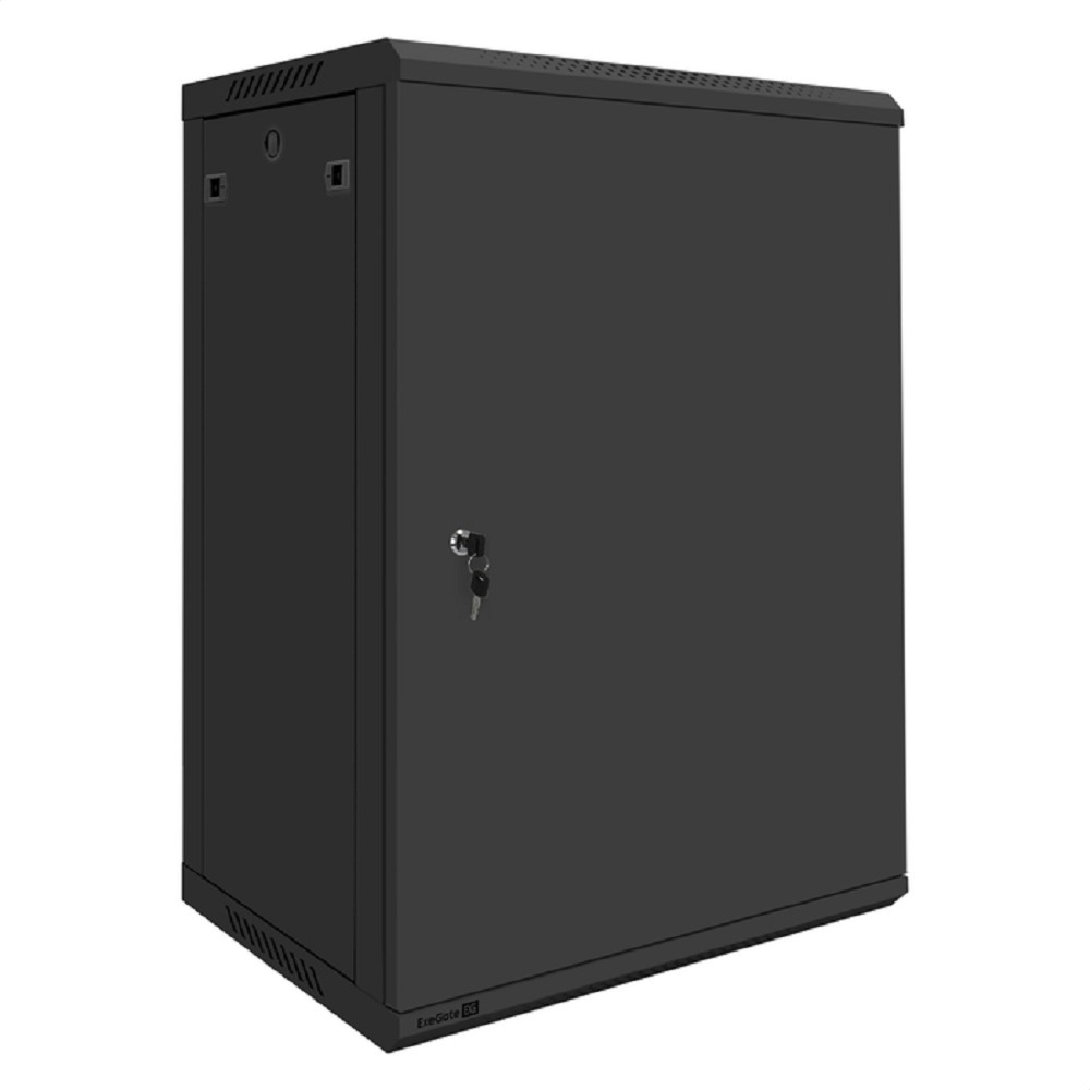 Exegate EX300260RUS Шкаф телекоммуникационный 19" настенный 18U ExeGate EC-WM-18U.450.M.BLACK (19”, 18U, 600x450x901mm (ШхГхВ), передняя дверь металл, съемные боковые панели, пыле- и влагозащита IP23,
