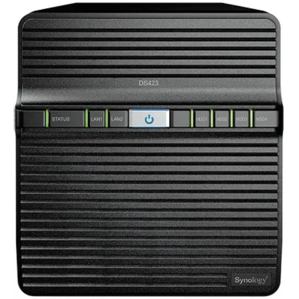 Synology DS423 Сетевое хранилище NAS, слоты 4x2.5"/3.5" SATA3, 2x1 Гбит/с, 2xUSB 3.X, Realtek RTD1619B/4x1.7 ГГц, DDR4 2Gb, 90W вилка UK/HK 3-pin