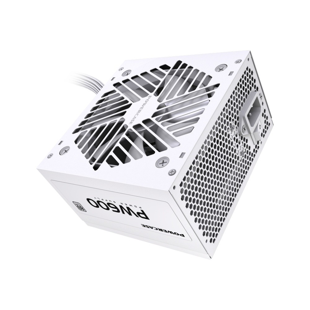 Powercase PW600 / White /  (80 Plus, ATX 2.31, 600W, APFC, DC-DC, 120mm Fan) / PSW-600W-DC