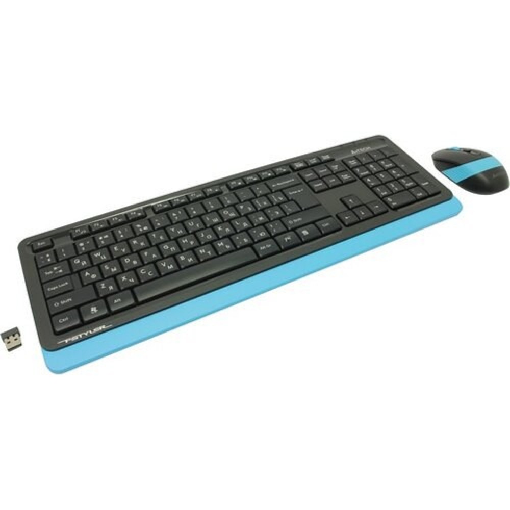 Повреждение упаковки Клавиатура + мышь A4Tech Fstyler FG1010 клав:черный/синий мышь:черный/синий USB беспроводная Multimedia