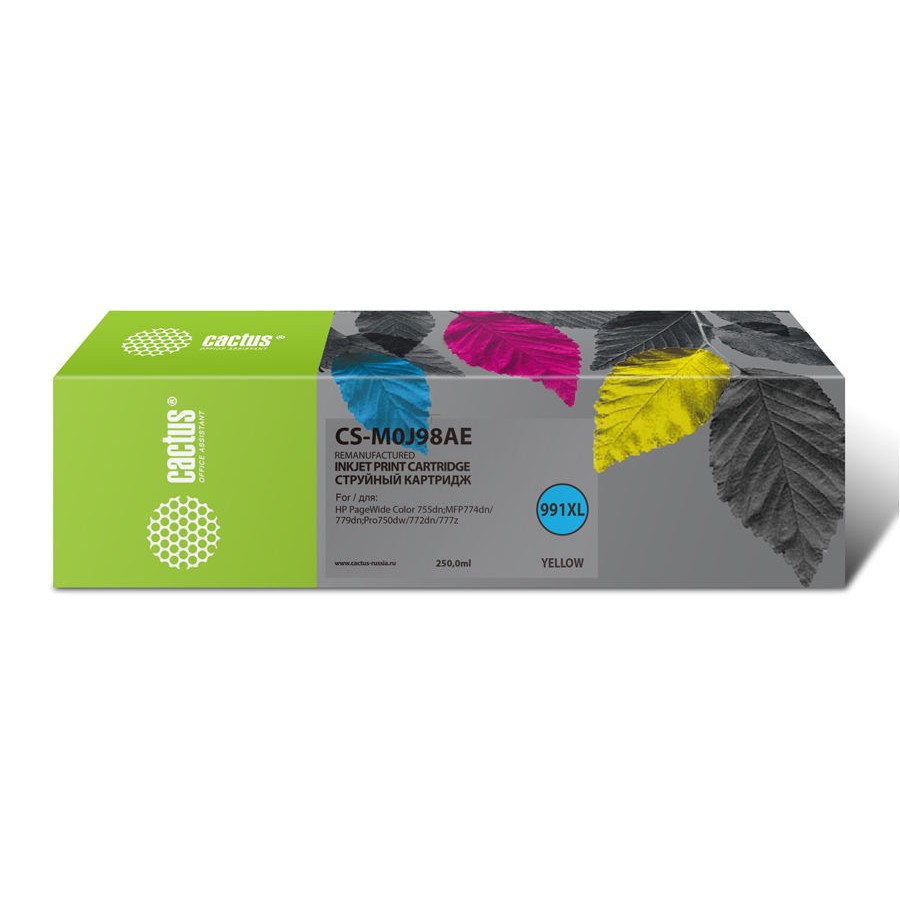 Картридж струйный Cactus 991XL CS-M0J98AE желтый (250мл) для HP PW 755dn/MFP774dn/779dn/Pro750dw/772dn