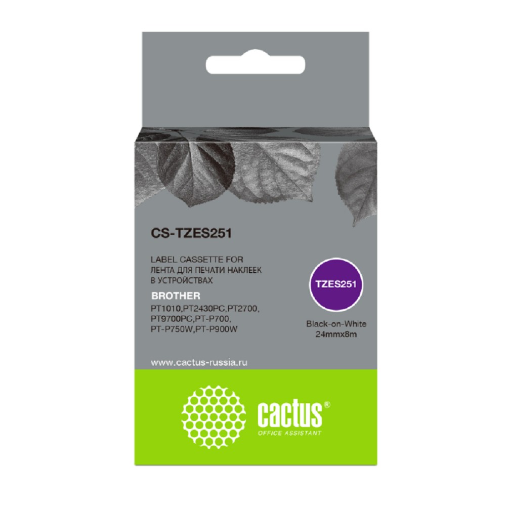 Картридж ленточный Cactus CS-TZES251 черный для Brother 1010/1280/1280VP/2700VP