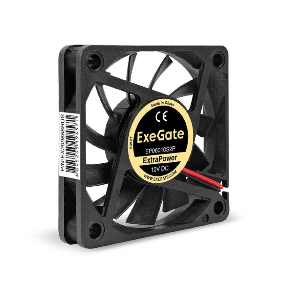 Exegate EX299858RUS Вентилятор 12В DC ExeGate ExtraPower EP06010S2P (60x60x10 мм, Sleeve bearing (подшипник скольжения), 2pin, 3000RPM, 24dBA)