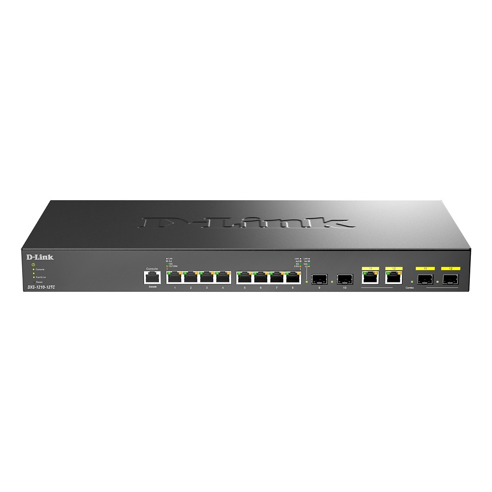 D-Link DXS-1210-12TC/B1A PROJ Управляемый L2+ коммутатор с 8 портами 10GBase-T, 2 портами 10GBase-X SFP+ и 2 комбо-портами 10GBase-T/SFP+
