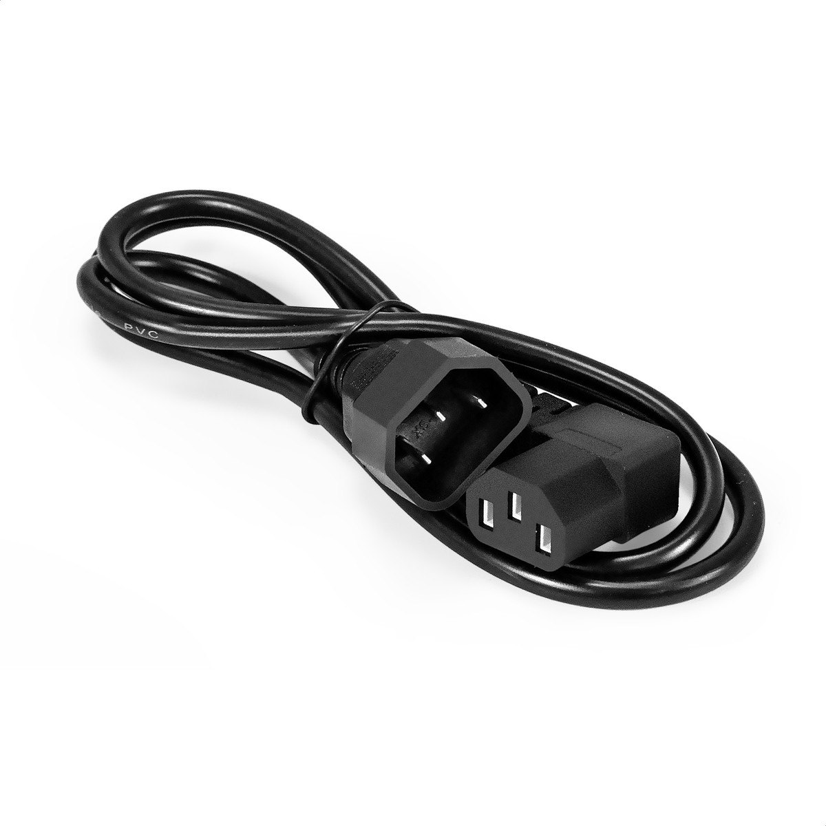 Exegate EX297744RUS Кабель питания Power EC-1P (C13 угловой->C14, VDE-250V-3*0.75mm2, медь, черный, 10A, 1м)