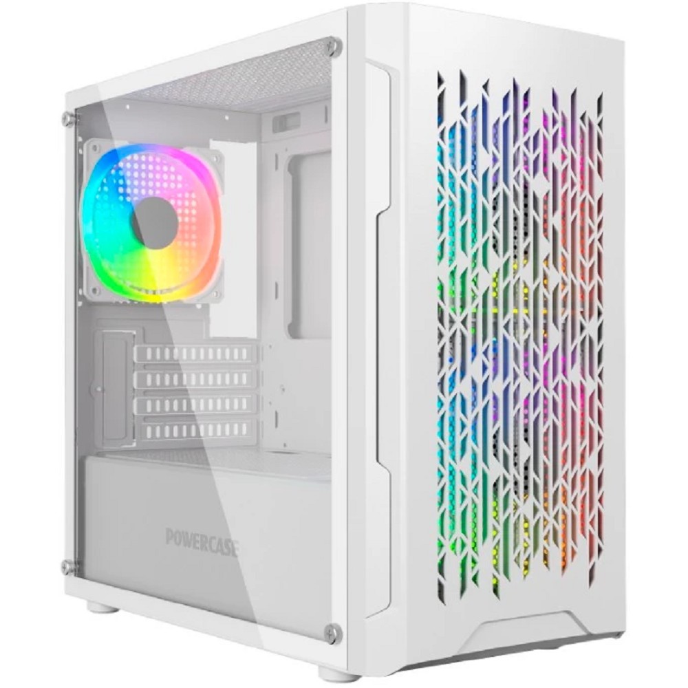 Powercase Mistral Micro D3W ARGB, Tempered Glass, 2x 140mm ARGB PWM+1x 120mm ARGB PWM, белый, mATX  (CMMDW-A3)