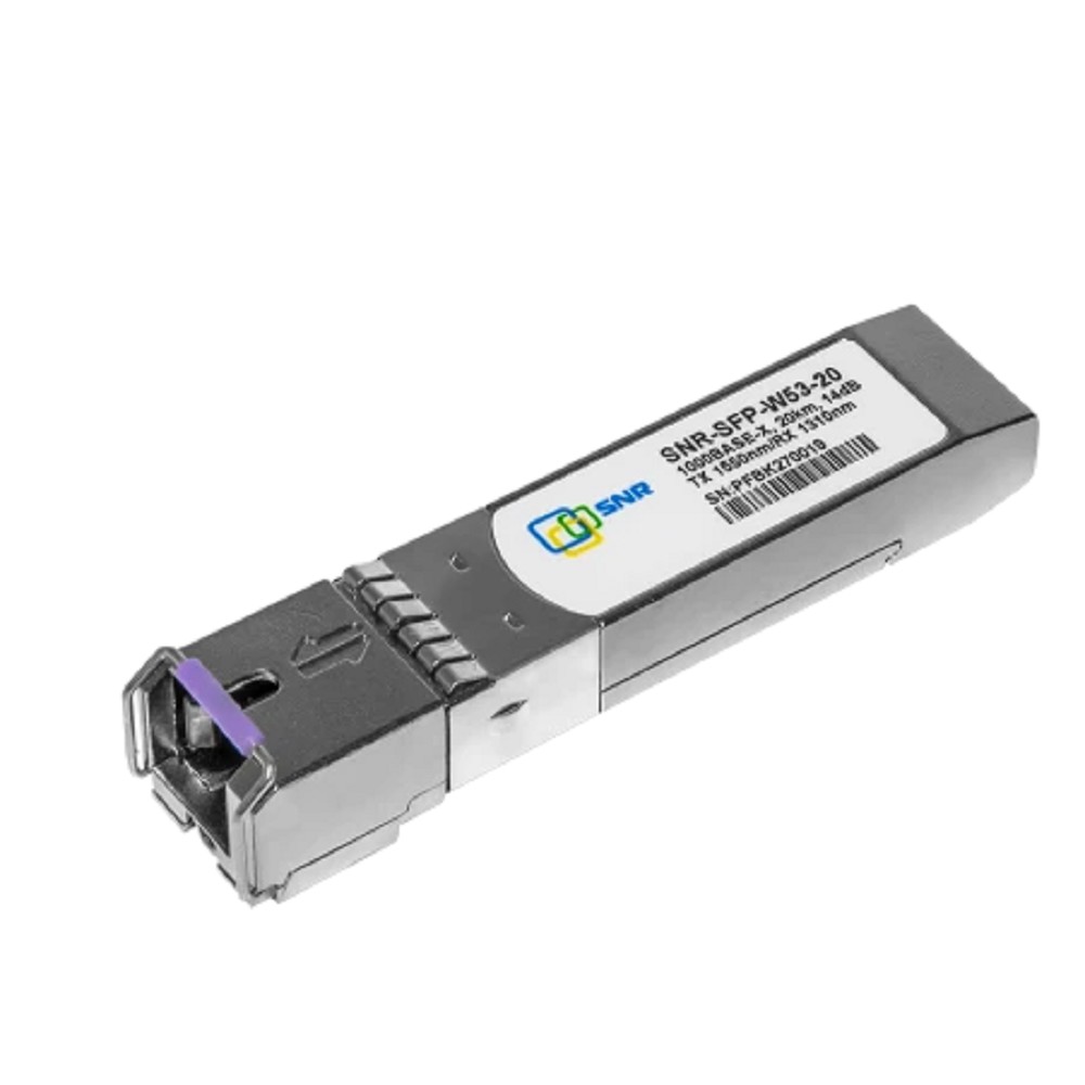 SNR SNR-SFP-W53-20 Одноволоконный модуль, SFP WDM 1000Base-BX, разъем SC, рабочая длина волны Tx/Rx: 1550/1310нм, дальность до 20км (14dB), с поддержкой функции DDM