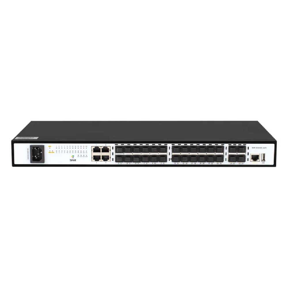 SNR SNR-S5210G-24FX-RPS Управляемый коммутатор уровня 2+, 20 портов 100/1000Base-X SFP, 4 порта Combo 10/100/1000Base-T|100/1000Base-X SFP, 4 порта 1/10G SFP+, встроенный БП ~220V AC, RPS 12V DC
