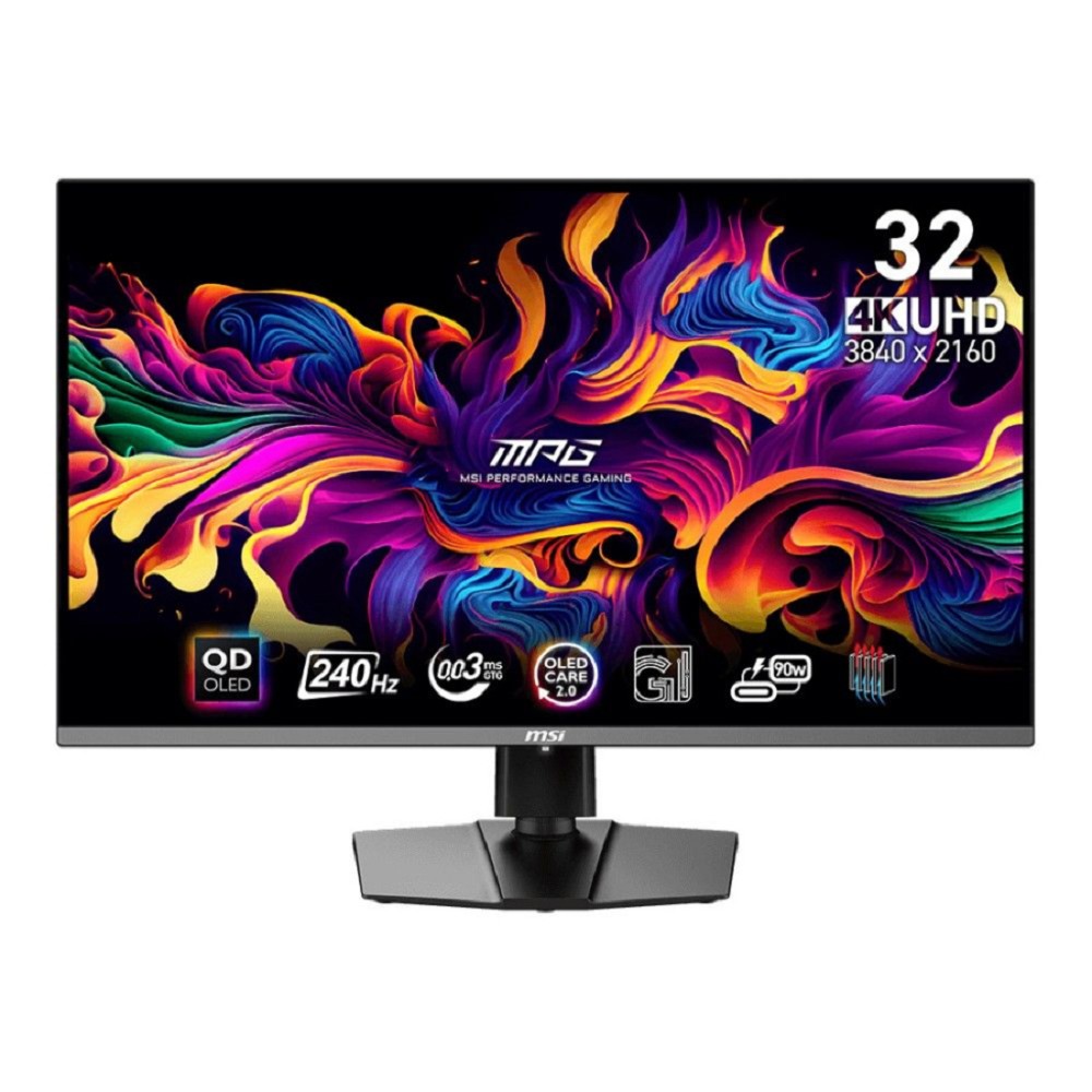 MSI MPG 31.5" 321URX QD-OLED Black {QD-OLED 3840x2160 240Hz 0.03ms 250cd 2xHDMI DisplayPort 2xUSB USB-C(90W) Internal Tilt Swiv HAS Pivot Vesa}