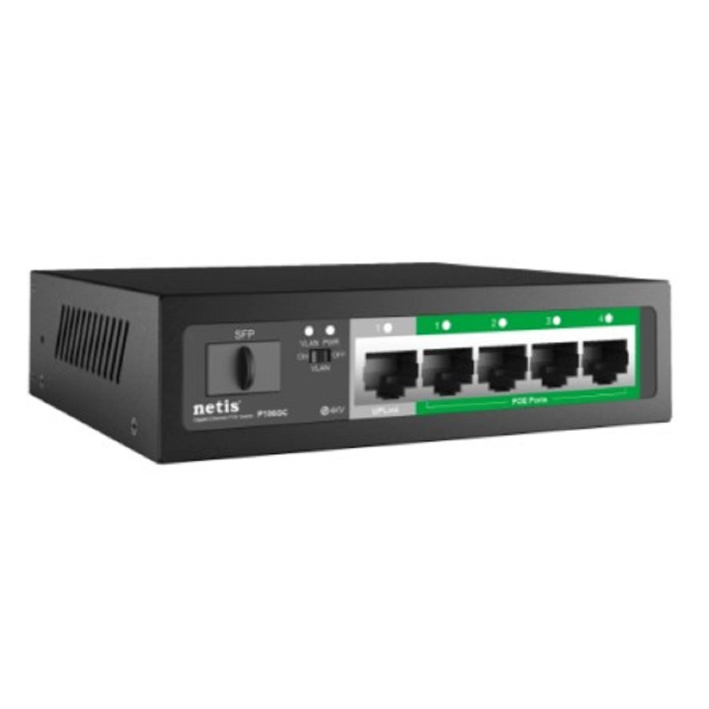 Netis P106GC Коммутатор, кол-во портов: 4x1 Гбит/с, SFP 1x1, кол-во SFP/uplink: RJ-45 1x1 Гбит/с, PoE: 4x15.4 Вт (макс. 58 Вт) 