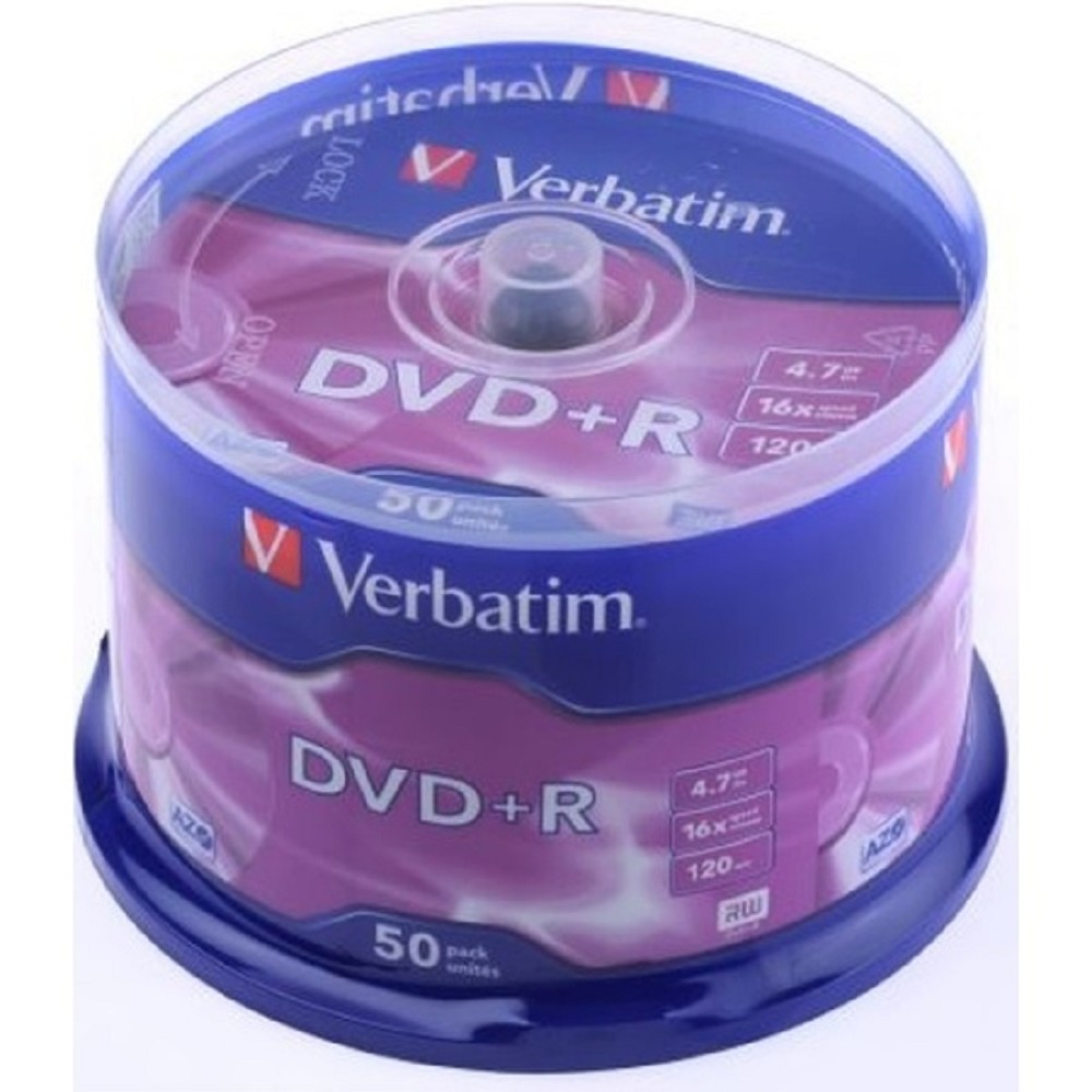 Verbatim Диски DVD+R 4.7Gb 16-х , 50 шт, Cake Box (43550)