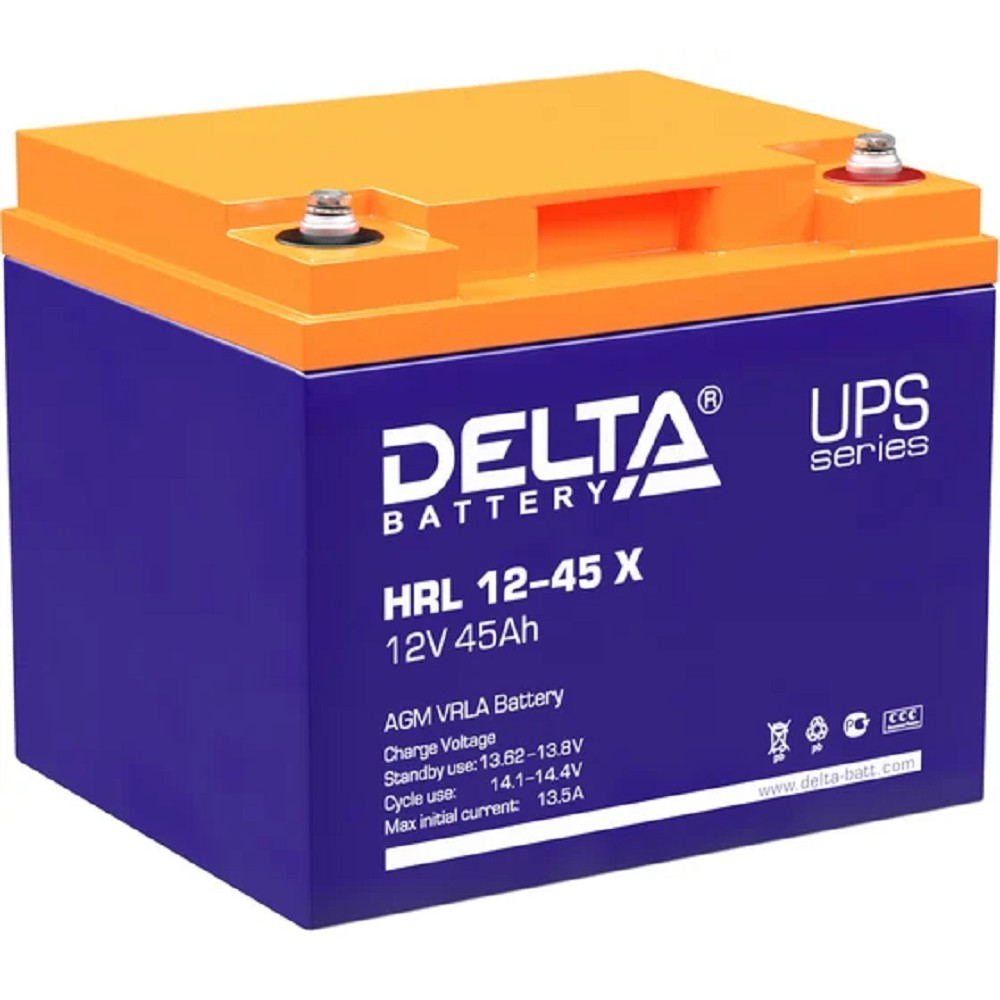 Delta HRL 12-45 X (45А\ч, 12В) свинцово- кислотный  аккумулятор