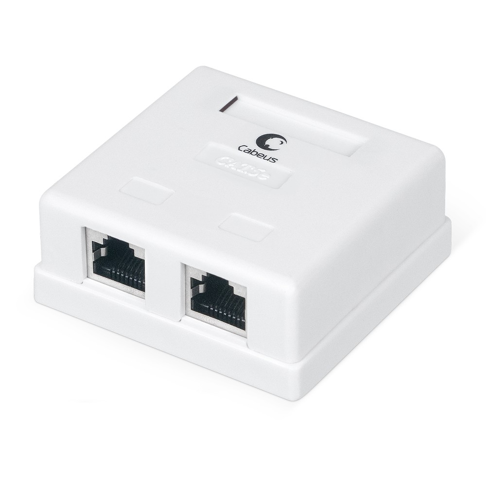Cabeus WS-8P8C-Cat.5e-SH-2 Розетка компьютерная RJ-45(8P8C), категория 5e, экранированная, двойная, внешняя, Dual IDC