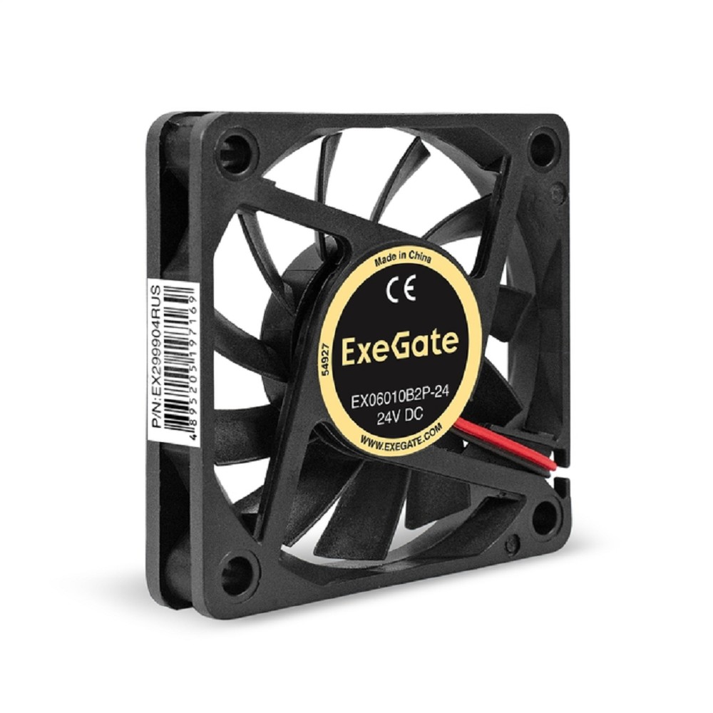 Exegate EX299904RUS Вентилятор 24В DC ExeGate EX06010B2P-24 (60x60x10 мм, 2-Ball (двойной шарикоподшипник), 2pin, 3200RPM, 24dBA)