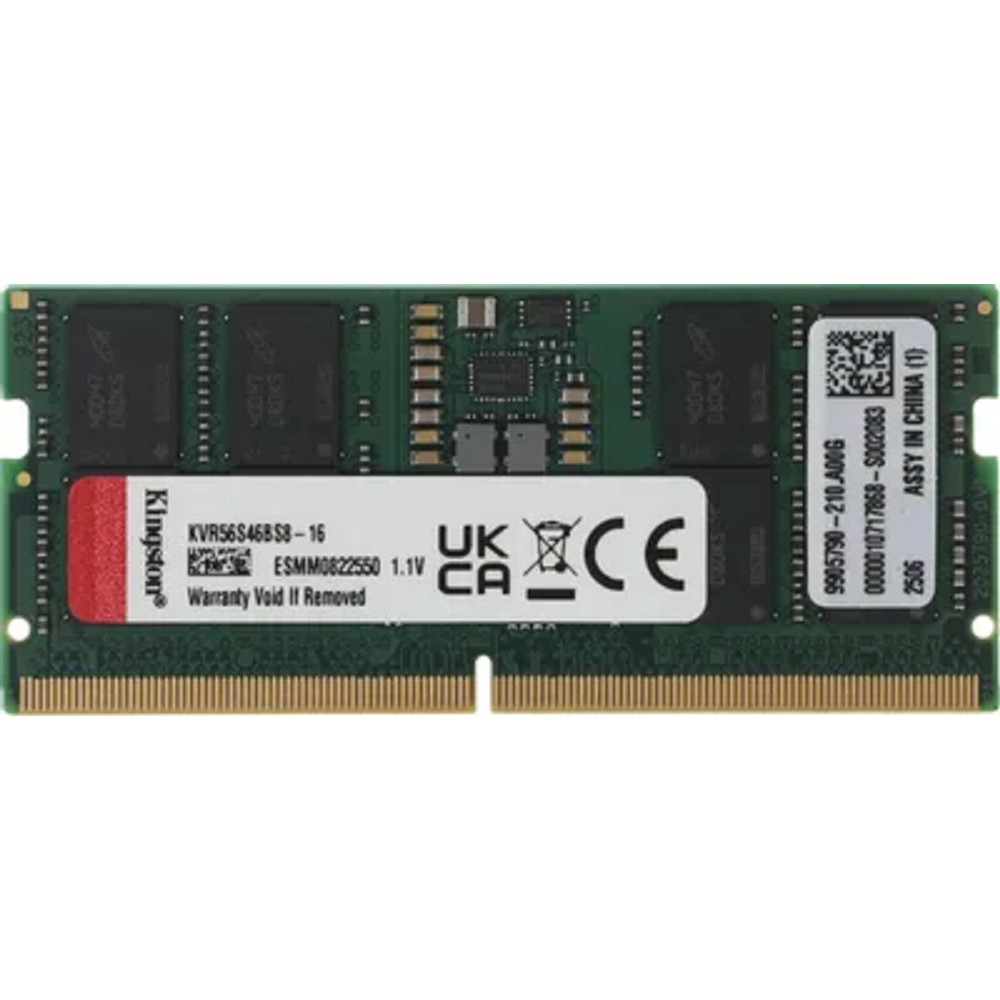 Kingston DDR5 SODIMM 16GB 5600MT/s  Non-ECC CL46  1Rx8 KVR56S46BS8-16