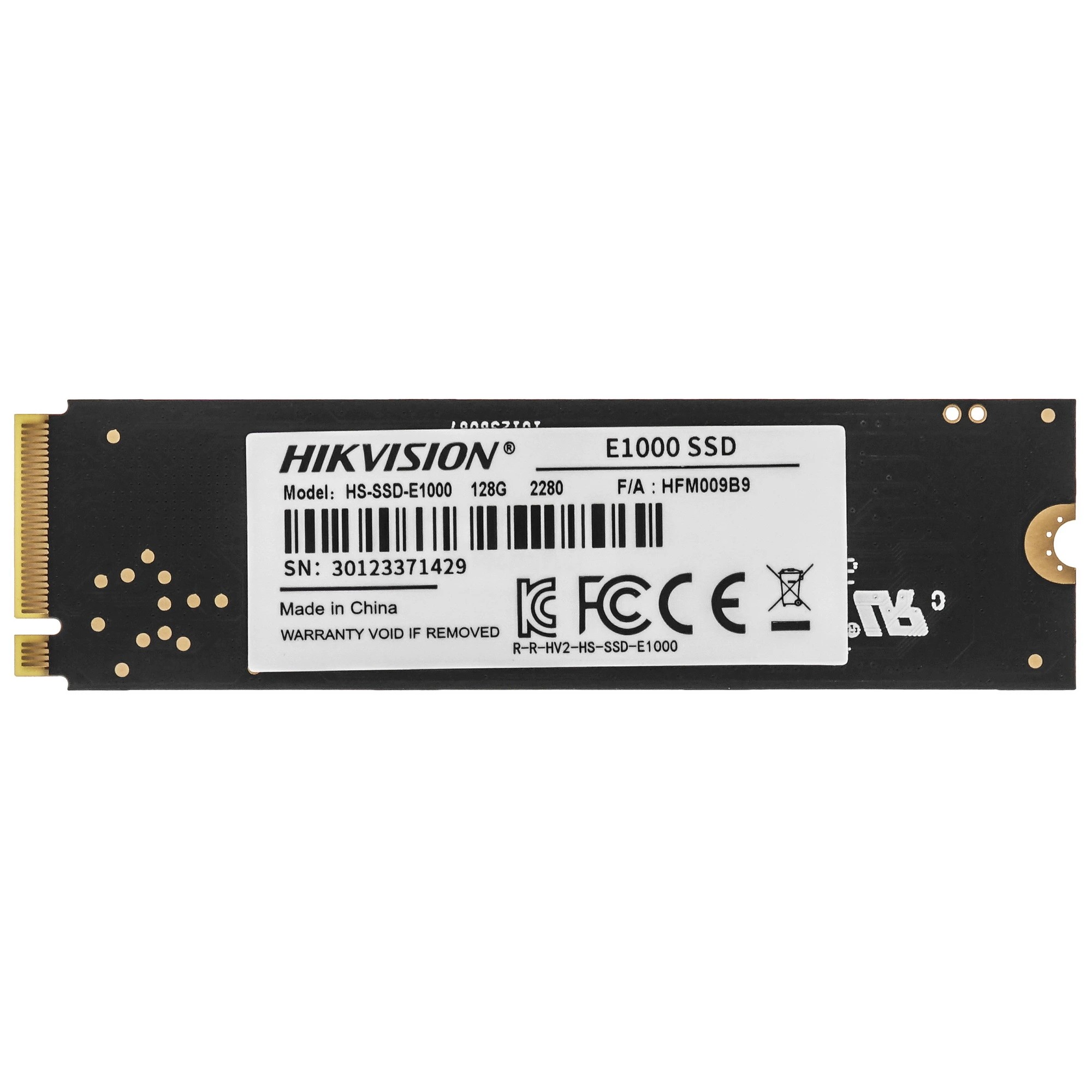 SSD M.2 HIKVision 128GB E1000 Series <HS-SSD-E1000/128G> (PCI-E 3.0 x4, up to 990/650MBs, 3D TLC, NVMe, 22x80mm)