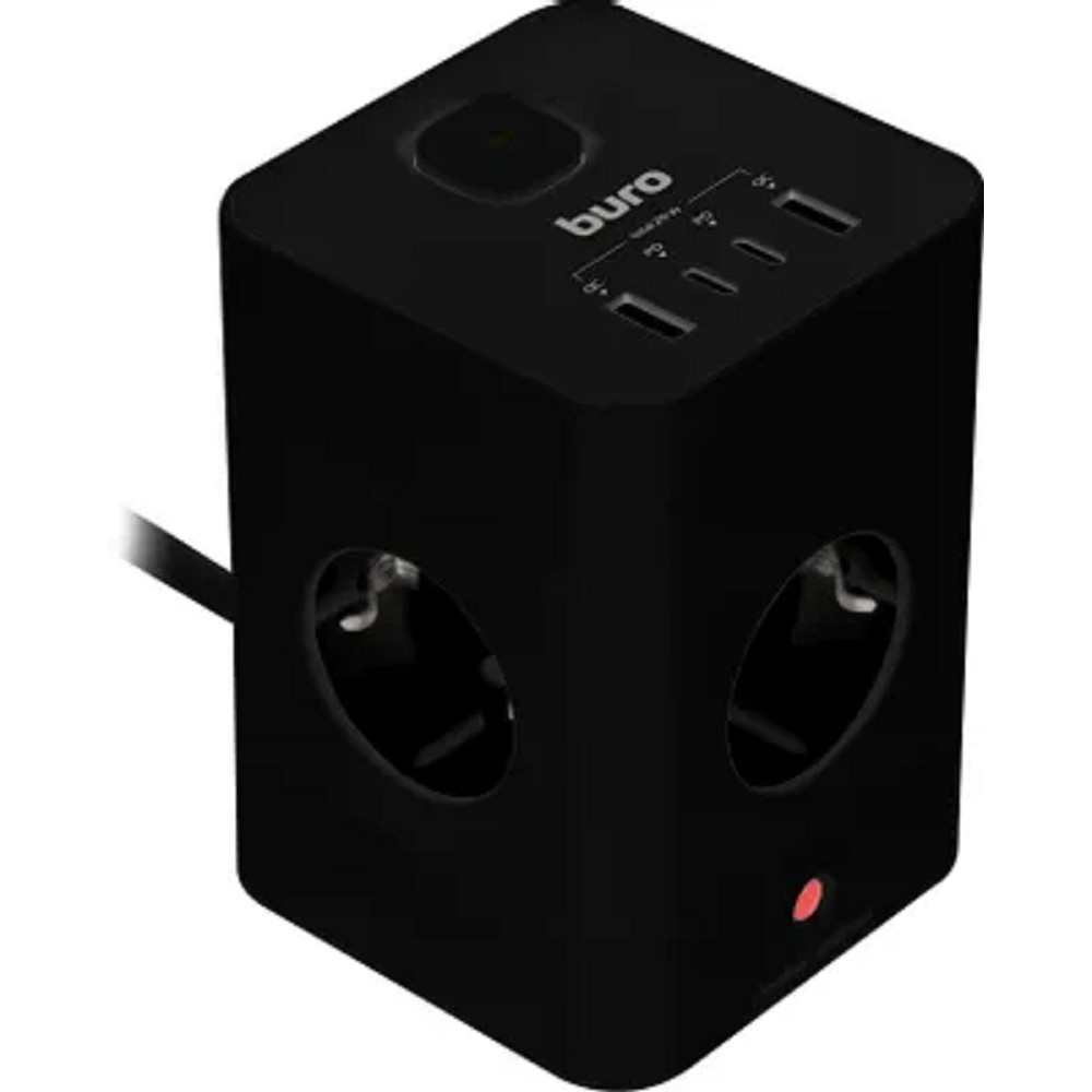 BURO BU-PTE4.1UC-Plus-B 1.5м (4 розетки) черный (коробка) {2090213}