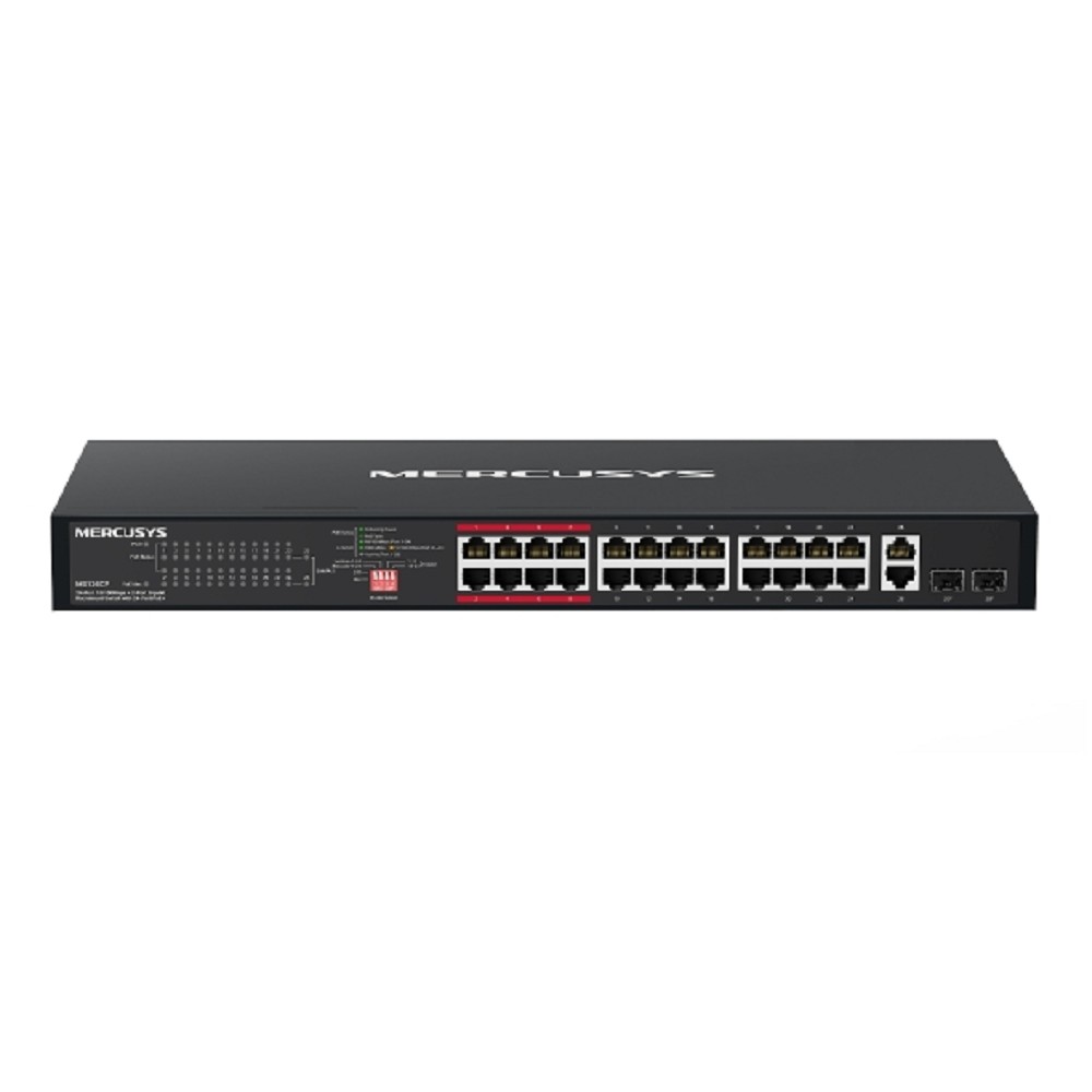 Mercusys MS126CP 24-портовый монтируемый в стойку PoE+ коммутатор 10/100 Мбит/с с 2 гигабитными портами