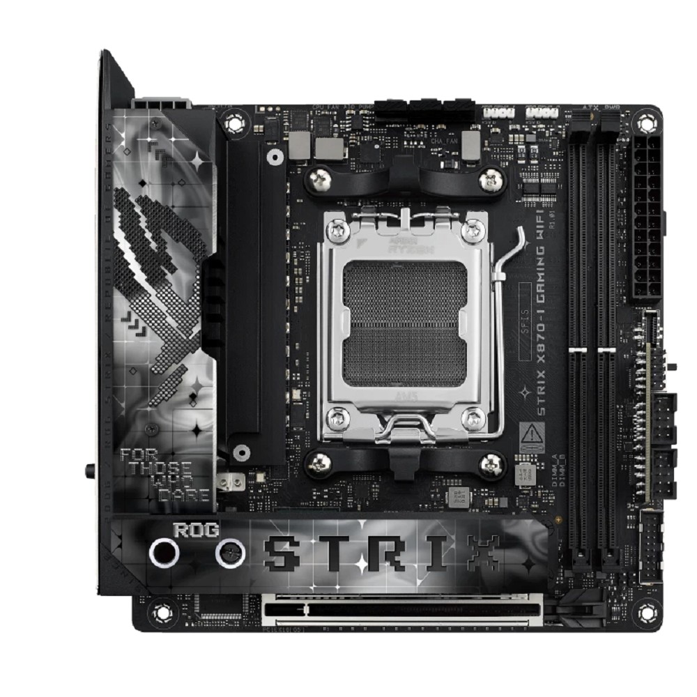 ASUS ROG STRIX X870-I GAMING WIFI (Socket AM5, ATX, 4xDDR5(192GB), HDMI, 1xPCIe5.0x16/2xPCIe 4.0x16/1xLAN (2.5GbE), WiFi7, 2xSATA 6Gb/s, 4xM.2, 2xUSB4, 2xType-C,4xUSB 3.2, 3xUSB 2.0)