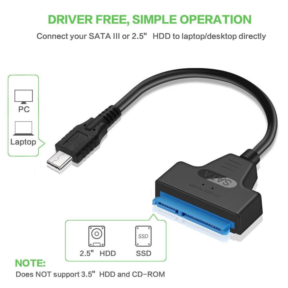 ORIENT UHD-502N-C, USB 3.2 Gen1 (USB 3.0) адаптер для SSD & HDD 2.5" SATA 6GB/s (JMS578, поддержка UASP), кабель подключения USB Type-C (33325)