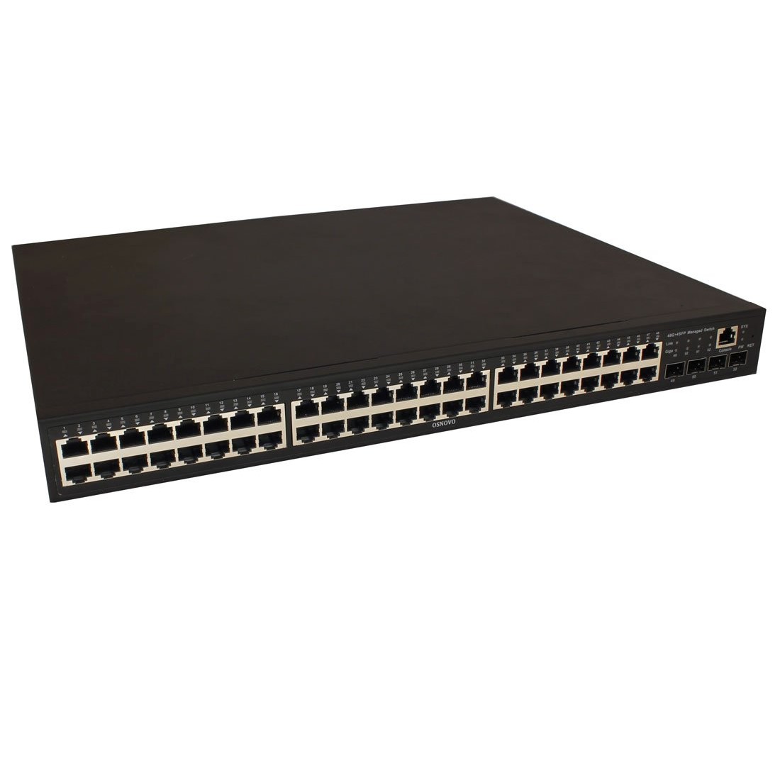 Коммутатор/ OSNOVO Управляемый L2 PoE коммутатор Gigabit Ethernet на 48 RJ45 PoE + 4*GE SFP, до 30W на порт, суммарно до 800W