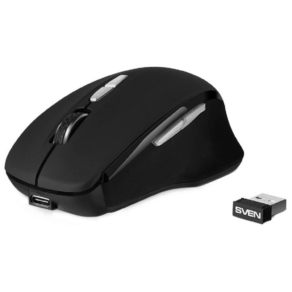 Беспроводная мышь Sven RX-590SW чрн. (бесш. кл., Bluetooth, 2,4GHz, 6+1кл., ST, 800-1600DPI, блист.)