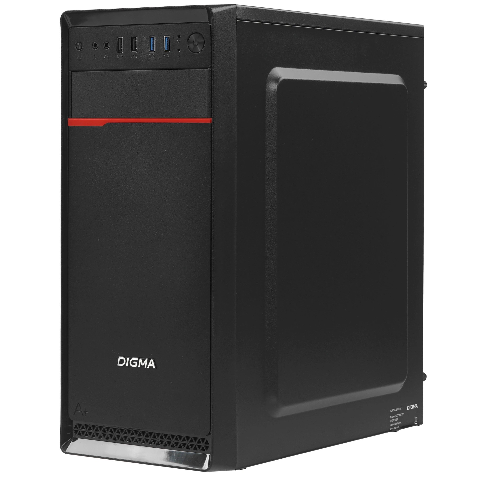 Корпус Digma DCC-MD302 черный без БП ATX 1x80mm 3x120mm 2xUSB2.0 2xUSB3.0 audio