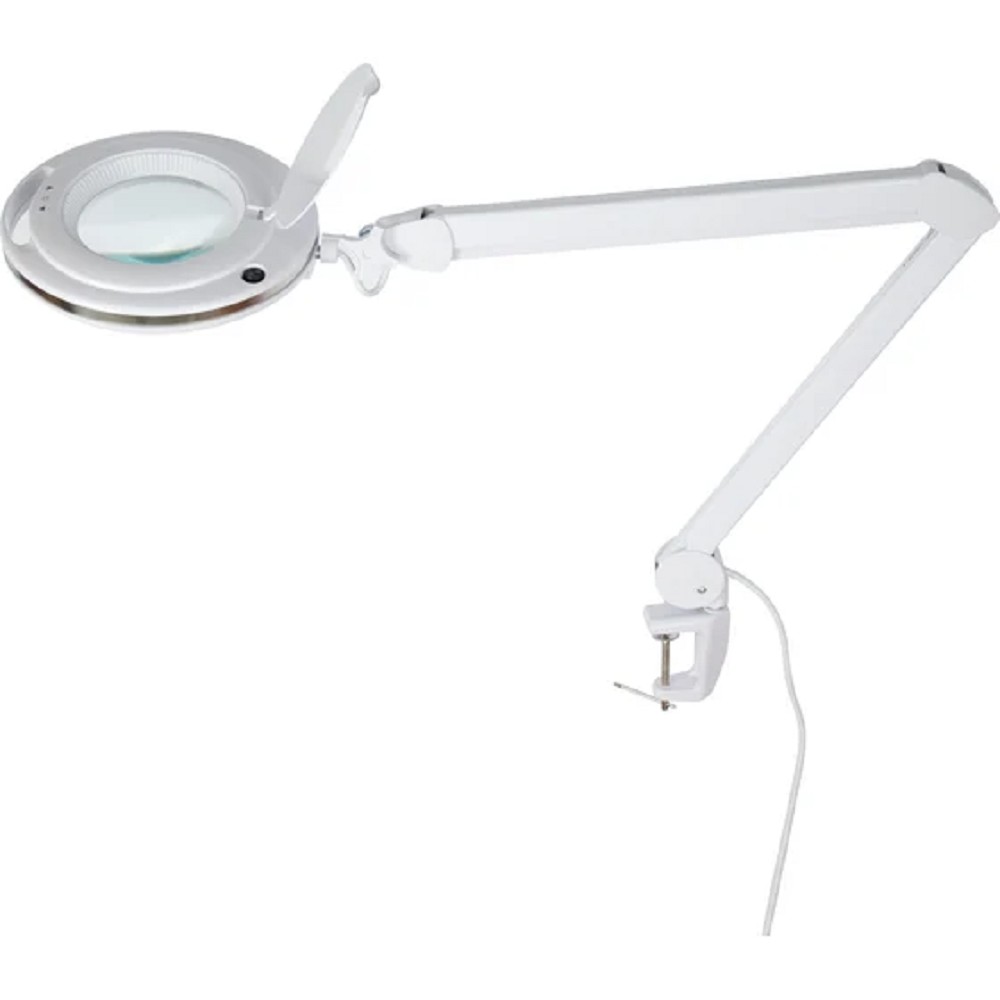 Rexant 31-0531 Лупа на струбцине  , круглая, 3D, с подсветкой 60 LED, сенсорный регулятор яркости, белая