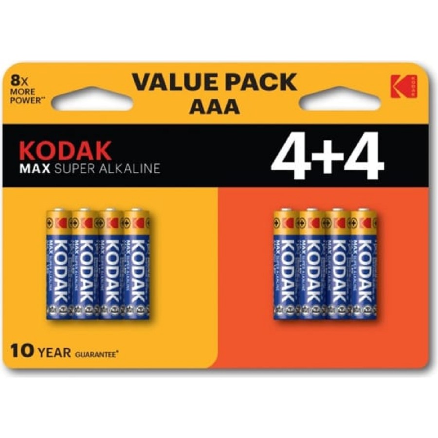 Kodak LR03 4+4Bl Max Super Alkaline Aaa (8 шт. в уп-ке)