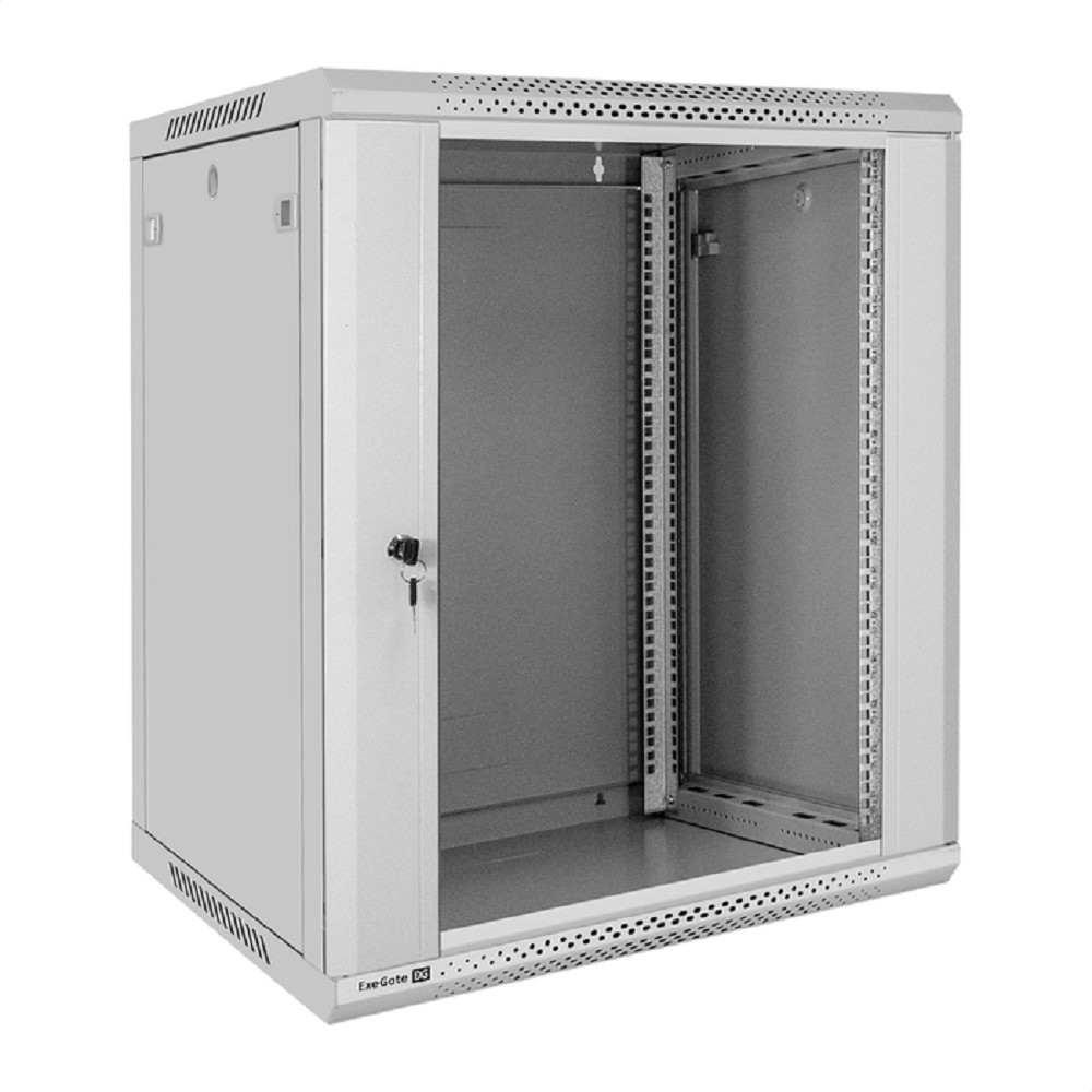 Exegate EX300267RUS Шкаф телекоммуникационный 19" настенный 15U ExeGate EC-WM-15U.600.G.GREY (19”, 15U, 600x600x769mm (ШхГхВ), передняя дверь закаленное стекло, съемные боковые панели, пыле- и влагоза