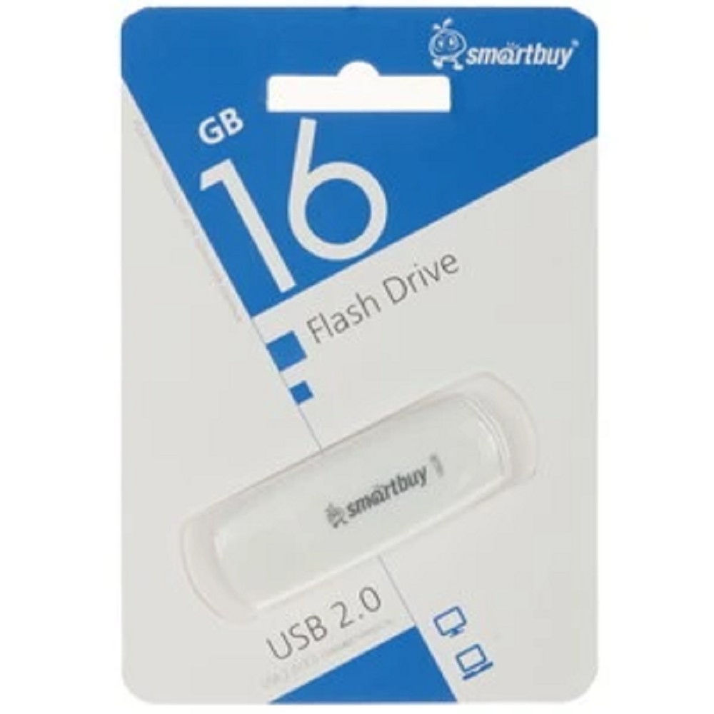 Smartbuy USB Drive 16GB Scout White (SB016GB2SCW)  FD 2.0 