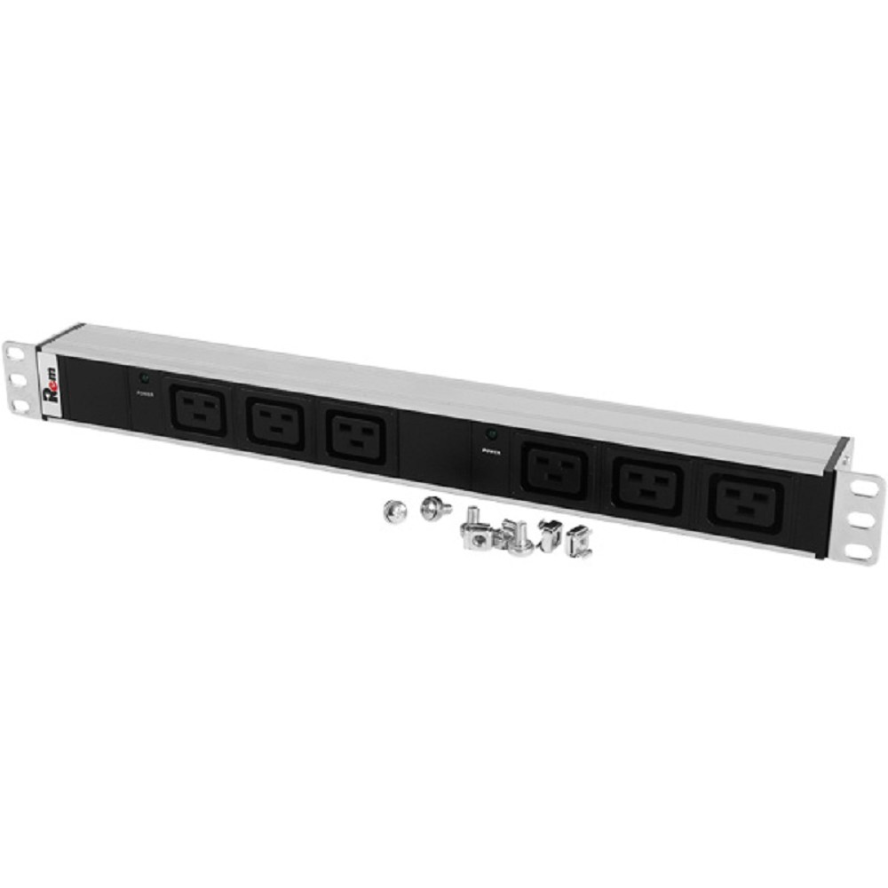 REM Блок розеток Rem-32 с инд., 6 IEC 60320 C19, 32А, алюм., 19", колодка (R-32-6C19-I-440-K)