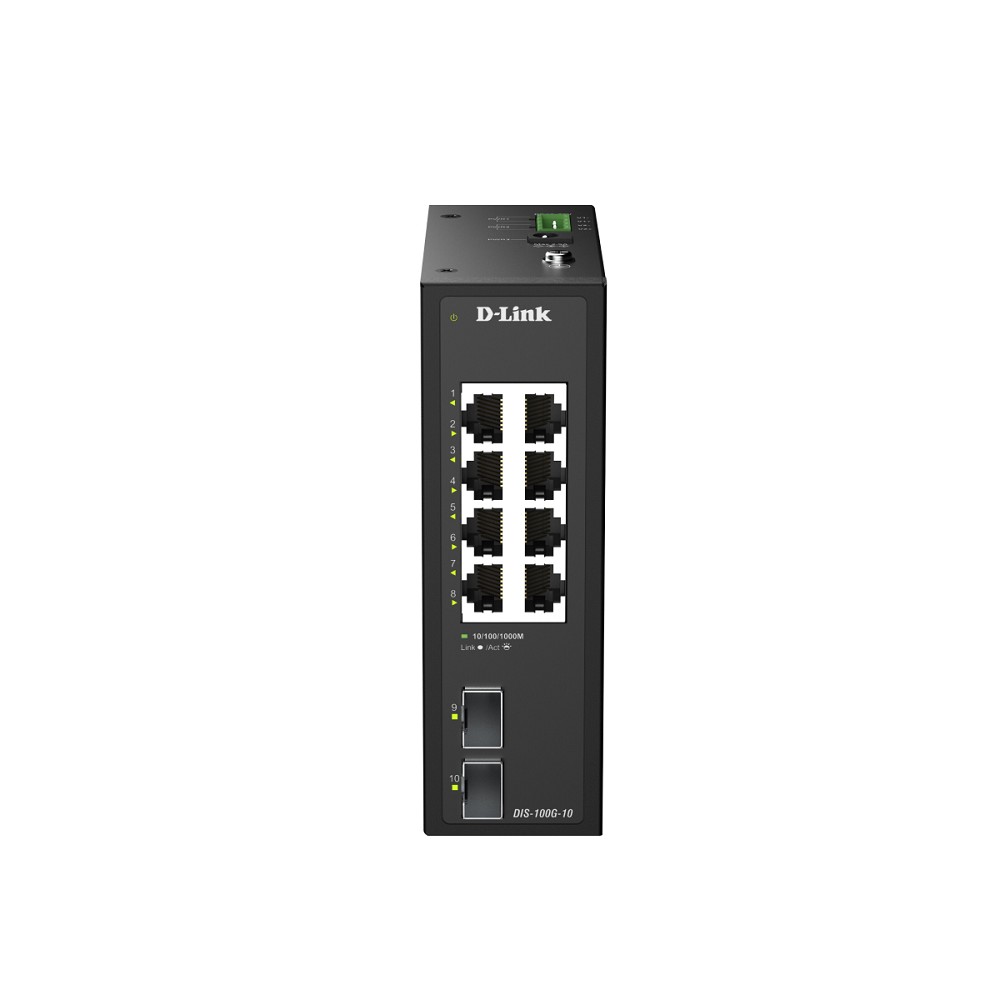 D-Link DIS-100G-10/A1A Промышленный коммутатор с 8 портами 10/100/1000Base-T и 2 портами 1000Base-X SFP
