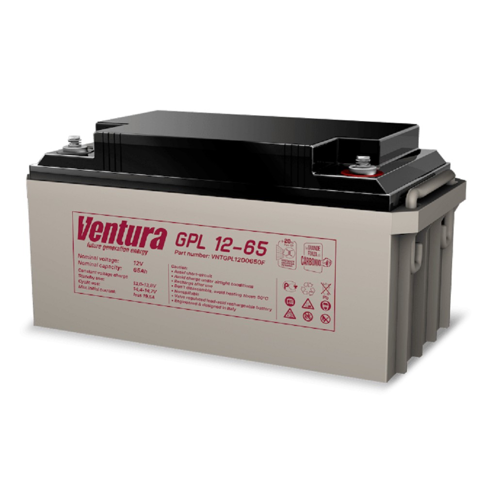 АКБ Ventura GPL 12-65   12V/71Ah {F6, ДхШхВ 350х167х173мм, 20.6кг, срок службы 12 лет}