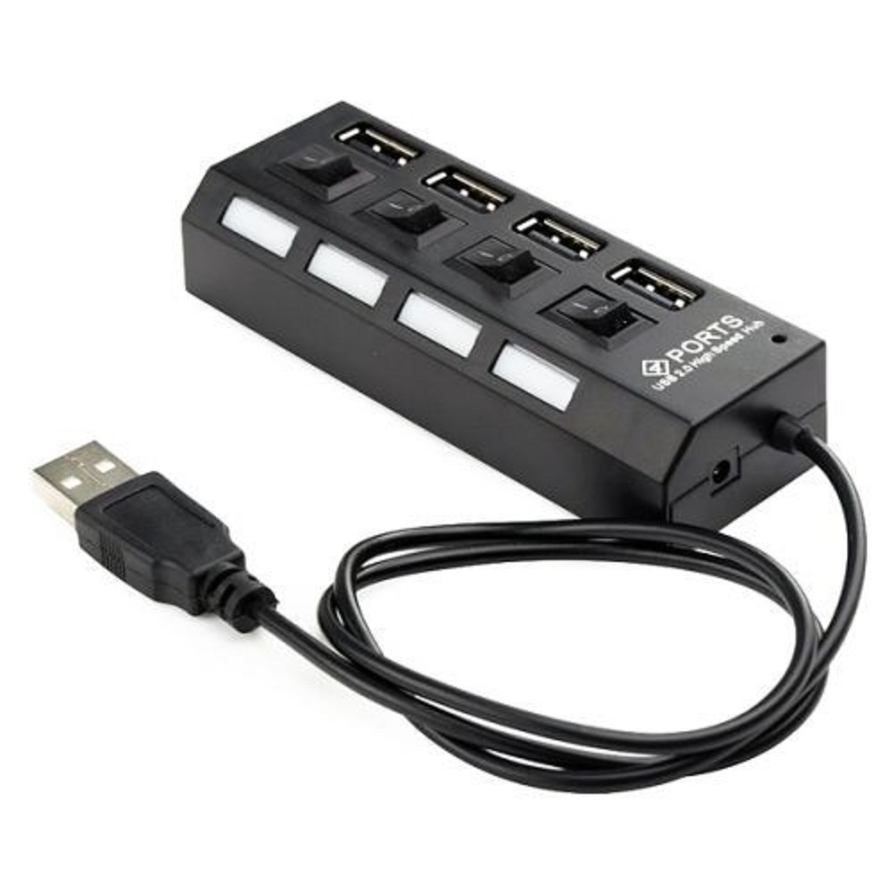 Gembird Концентратор USB 2.0 UHB-243-AD с подсветкой и выключателем, 4 порта, блистер (UHB-243-AD)