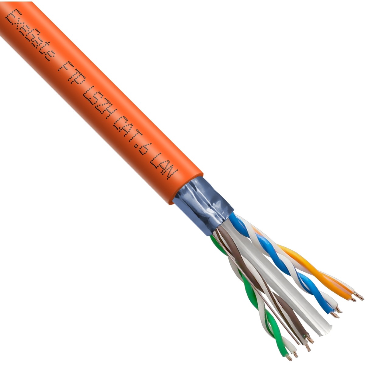Exegate EX300620RUS Кабель ExeGate FUTP4-C6-CCA-S23-IN-LSZH-OR-305 FTP 4 пары кат.6 CCA, 0.57мм (23AWG), экран, 305м, оранжевый, LSZH