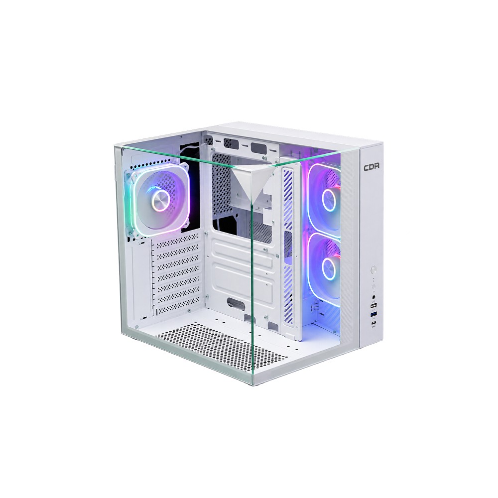 CBR Корпус ATX Cube X810WT, без БП, 1*USB Type-C, 1*USB 3.0, 1*USB 2.0, HD Audio+Mic, 3*fans, White [PCC-ATX-X810WT-WPSU]