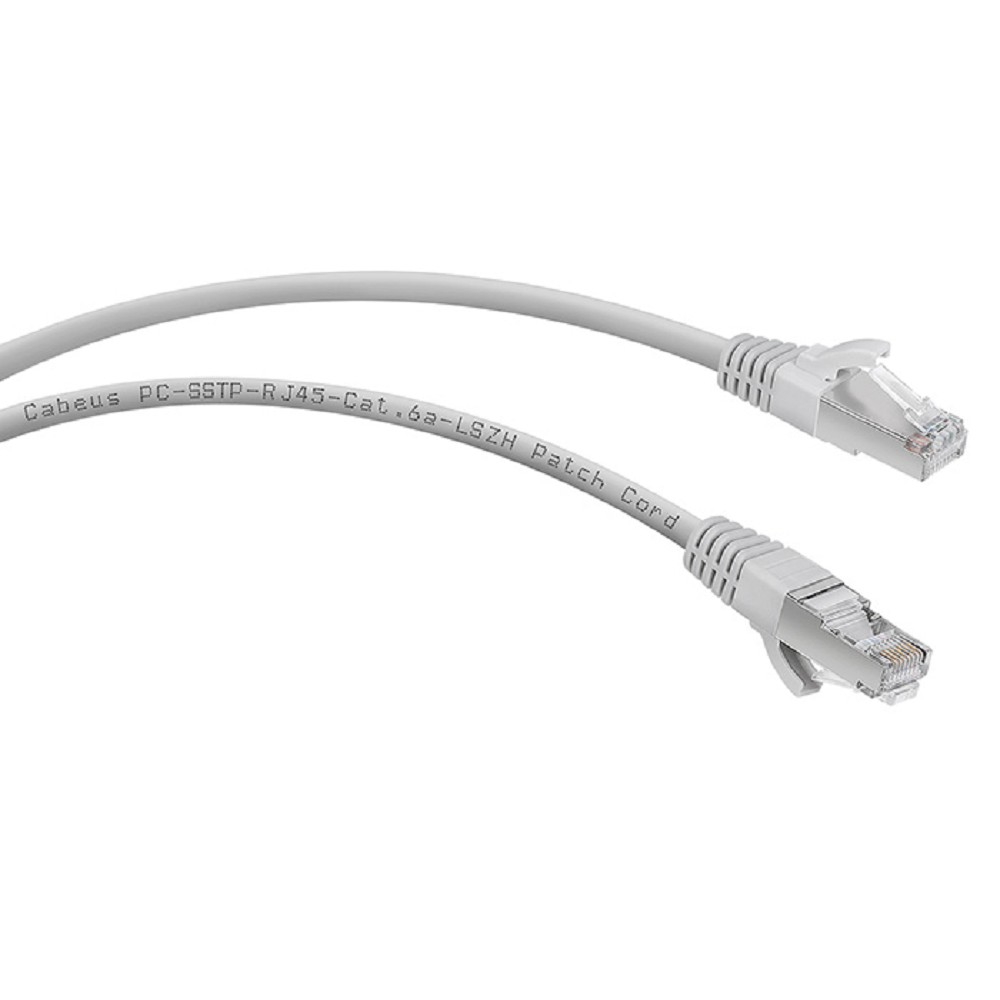 Cabeus PC-SSTP-RJ45-Cat.6a-3m-LSZH Патч-корд S/FTP, категория 6а (10G), 2xRJ45/8p8c, экранированный, серый, LSZH, 3м