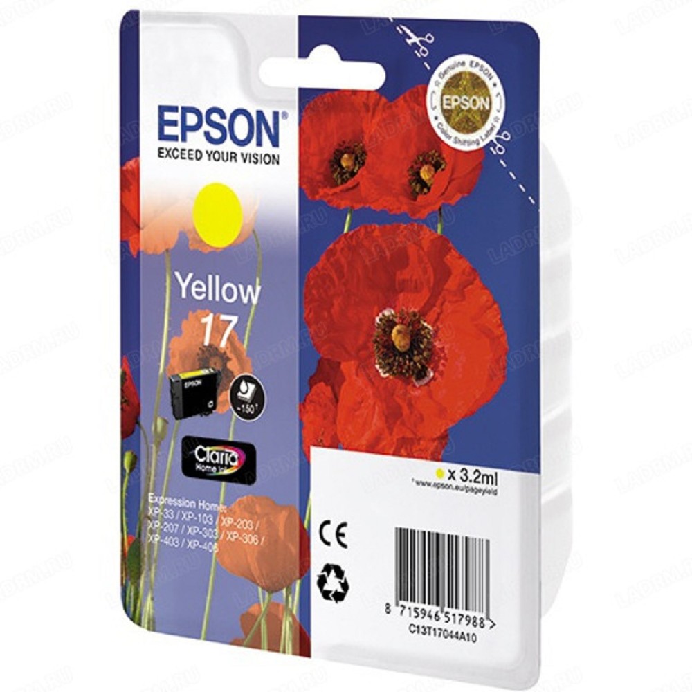 EPSON C13T17044A10  17 YE Epson Expression Home XP-33 / 103 / 203 / 207 / 303 / 306 / 403 / 406 (cons ink)