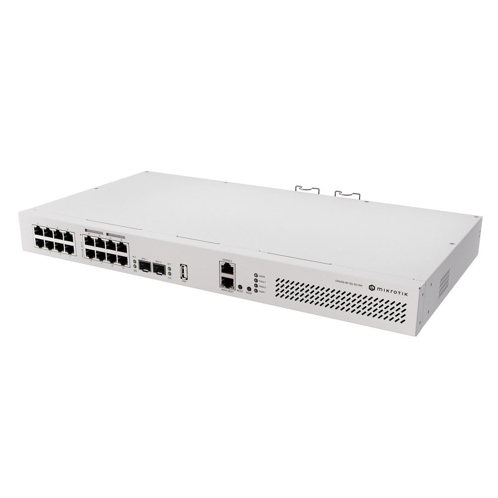 MikroTik CRS418-8P-8G-2S+RM Коммутатор управляемый, L2+\L3, 17*RJ45 1Gbit, 8*Poe out, 2*SFP+
