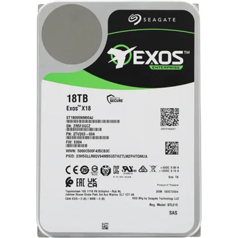 18TB Seagate Exos X18 (ST18000NM004J) {SAS 12Gb/s, 7200 rpm, 256mb buffer, 3.5"} (clean pulled)
