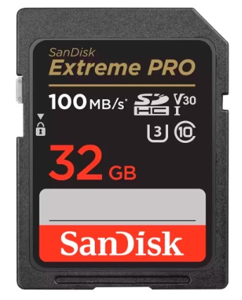 SecureDigital 32GB SanDisk Extreme Pro SD UHS I  Card for 4K Video for DSLR and Mirrorless Cameras 100MB/s Read &amp; 90MB/s Write, Lifetime Warranty