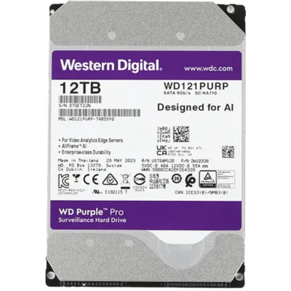 12TB WD Purple Pro (WD121PURP) {Serial ATA III, 7200- rpm, 256Mb, 3.5"}