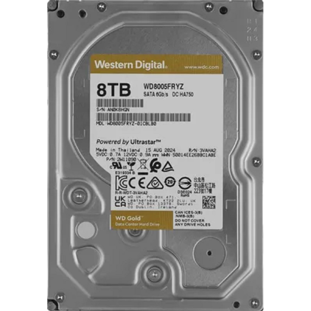 8TB WD Gold  (WD8005FRYZ) {SATA III 6 Gb/s, 7200 rpm, 256Mb buffer}