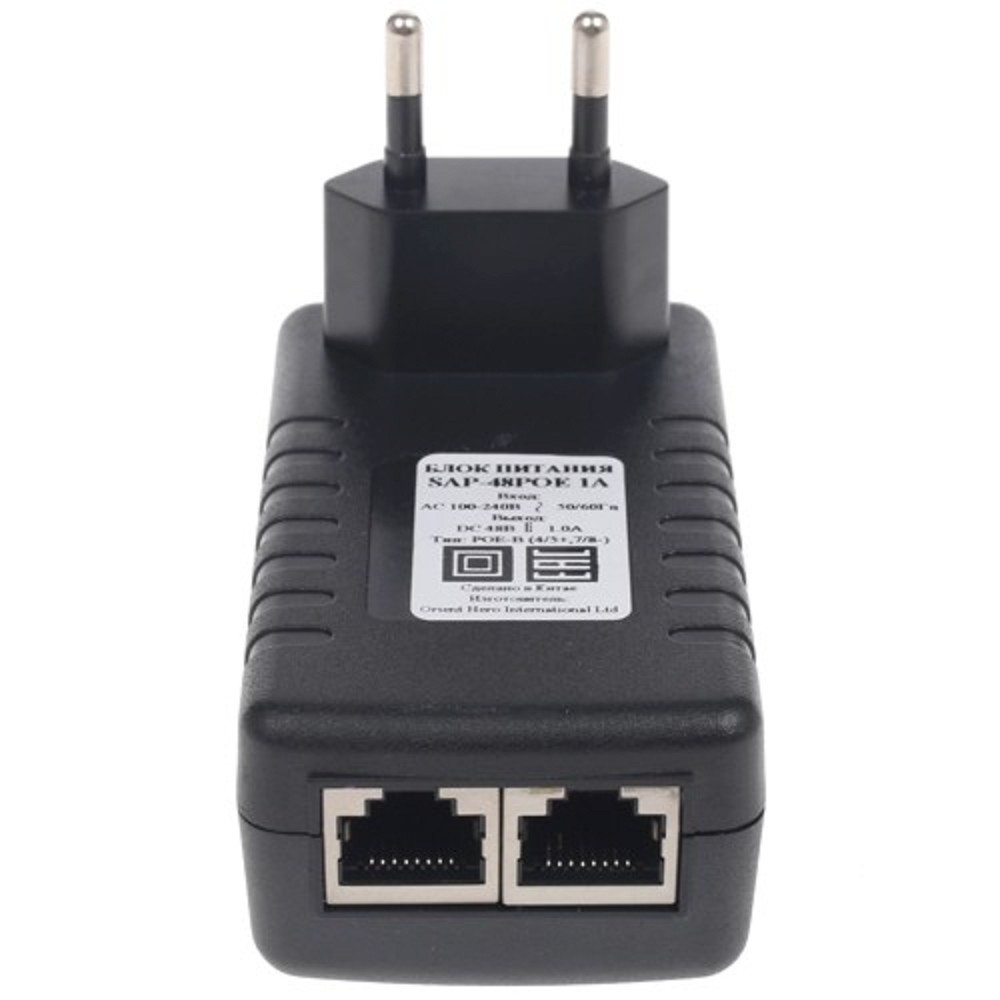 ORIENT SAP-48POE 1A, PoE инжектор питания 48W, AC 100-240V/ DC 48V, 1.0A, вход: RJ45 LAN 10/100, выход: RJ45 PoE тип B (4/5+,7/8-), совместим с оборудованием PoE IEEE 802.3af, (30428)